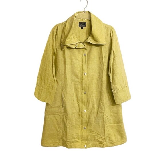 UBU Pack Your Personality Linen Blend Swing Jacket Coat L Chartreuse Green - Picture 1 of 9